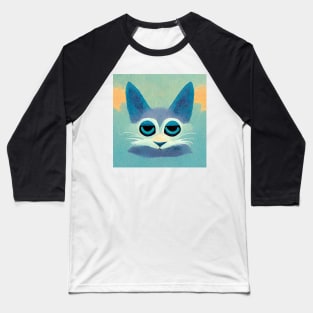 Sleepy, bored little blue cat face. Baseball T-Shirt